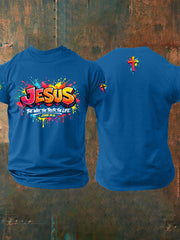 Men's Christian Jesus Cross Short Sleeve O-neck T-shirt