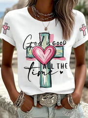 Women's God Is Good All The Time Print Casual Tee