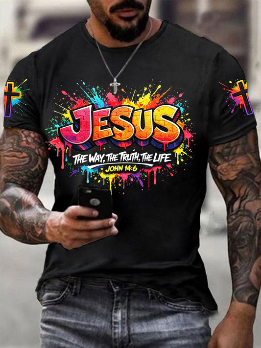 Men's Christian Jesus Cross Short Sleeve T-shirt