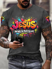Men's Christian Jesus Cross Short Sleeve T-shirt