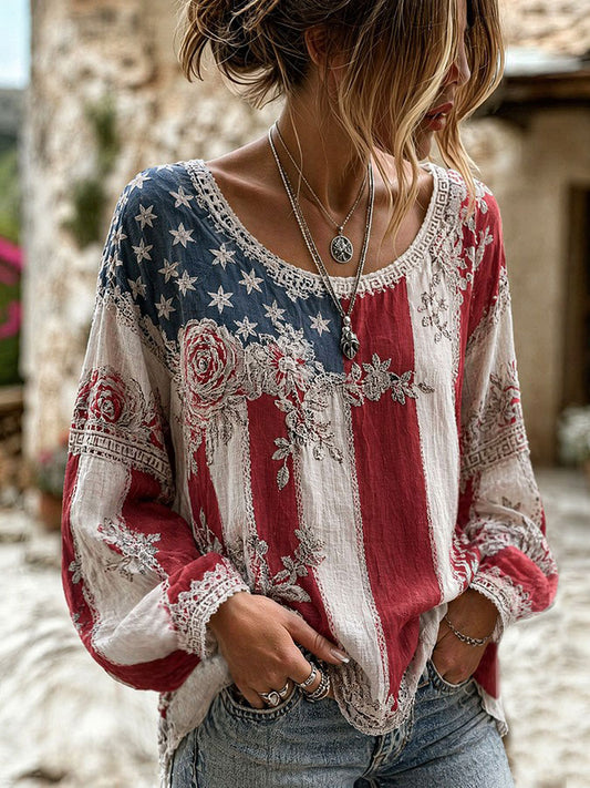 Women's Independence Day American Print Casual Thirt