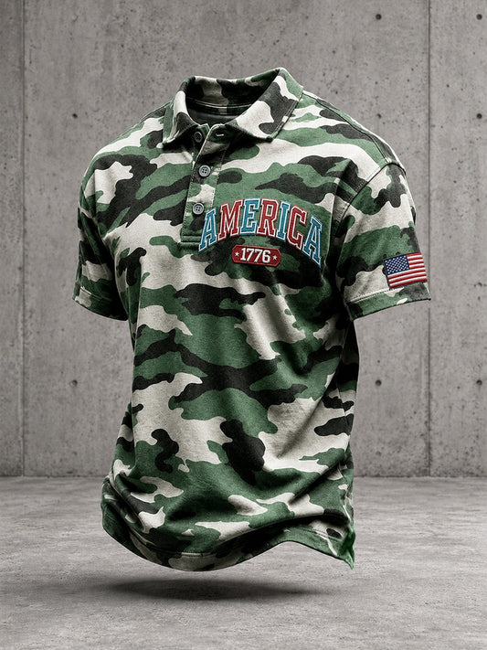 Men's America Camouflage Polo Shirt
