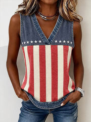 Women's Independence Day American Print Casual Vest
