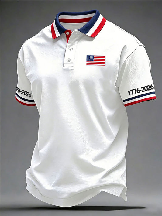 Men's Independence Day American Print Casual polo shirt