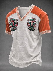 Men's Indigenous Art Print Casual T-Shirt