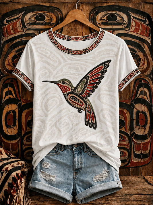 Women's Indigenous Art Print Casual T-Shirt