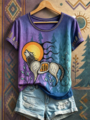 Women's Native Wolf Art T-Shirts