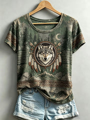 Women's Indigenous Art Print Casual T-shirt