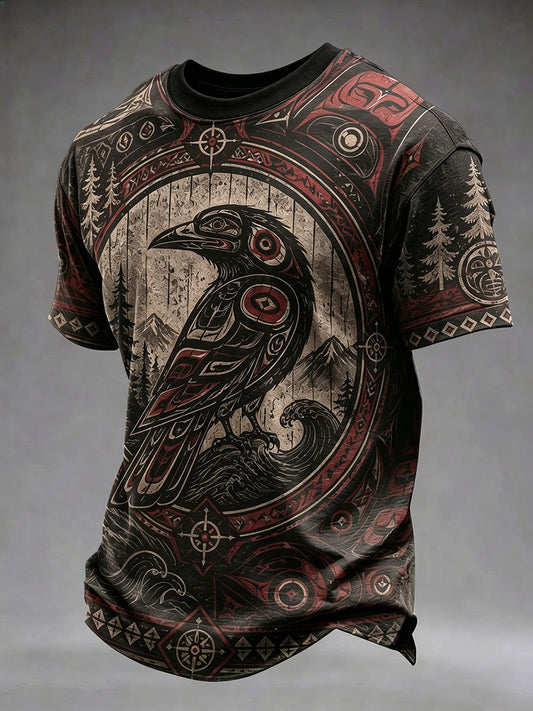 Men's Indigenous Art Print Casual T-shirt