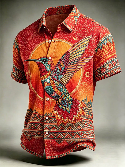 Men's Indigenous Hummingbird Art Shirts