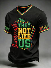 Men's Juneteenth They Not Like Us Since 1865 Print Casual V-Neck Tee