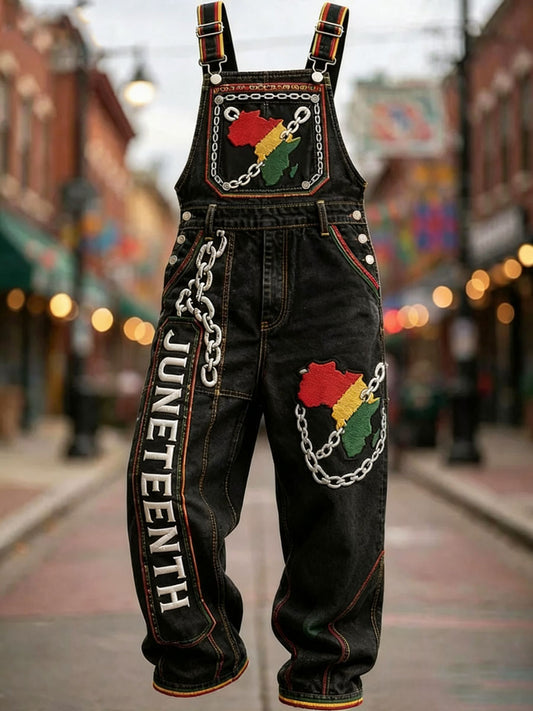 Men's Juneteenth Print Casual Jumpsuit