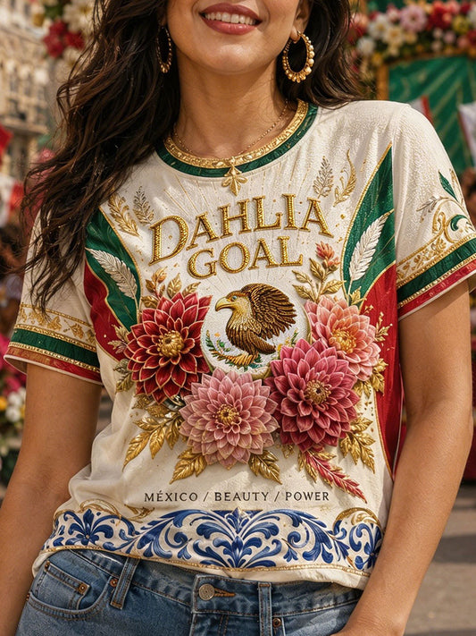 Women's Mexico Football Lover Art Printed T-shirt