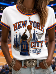 Women's Go New York! Gift For Basketball Fans Print Casual Tee