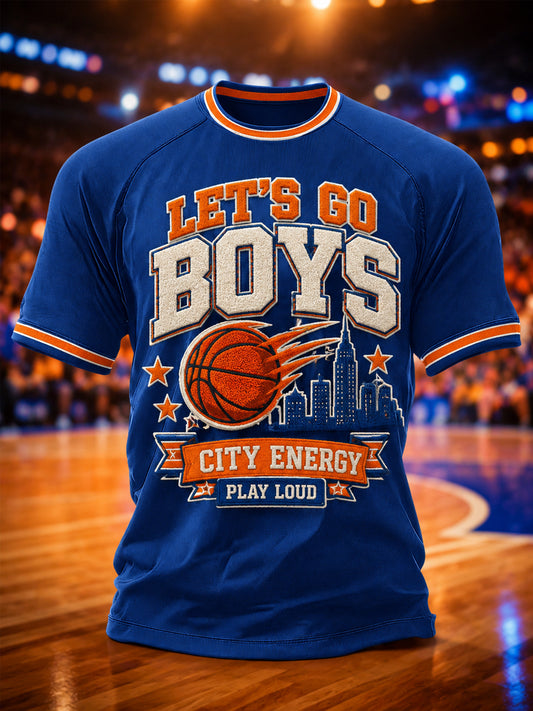 Men's Let's Go Boys Gift For Basketball Fans Print Casual Tee