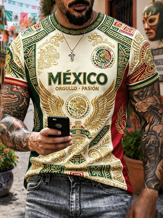 Men's Mexico Football Lover Art Printed T-shirt