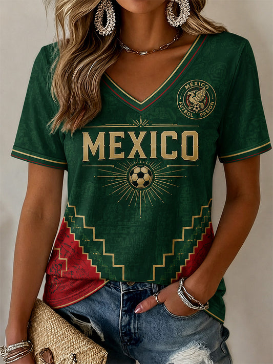 Women's Gift For Football Fans Print Casual V-Neck Tee