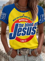 Women's The Blood Of Jesus Print Casual Tee