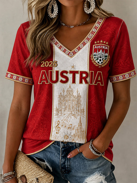 Women's Gift For Football Fans Print Casual V-Neck Tee