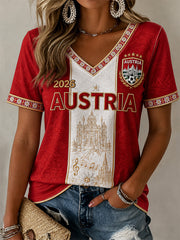 Women's Gift For Football Fans Print Casual V-Neck Tee