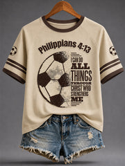 Women's Christian Jesus I Can Do All Things Through Christ Who Strengthens Me Print Casual Tee