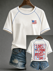Women's Loves Jesus and America Too round neck short sleeve T-shirt