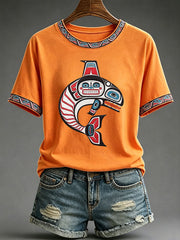 Women's Indigenous Totem Print Casual T-Shirt