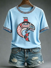 Women's Indigenous Totem Print Casual T-Shirt