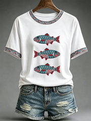 Women's Indigenous Totem Print Casual T-Shirt