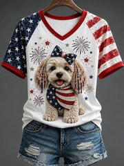 Women's V-neck off-shoulder short-sleeved T-shirt