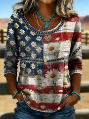 Women's Retro Western  Art Print Casual  T-shirt