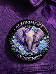 Unisex  Alzheimer's Awareness Support Purple Ribbon Purple Floral Printed Brooch