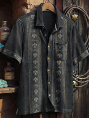 Men's Retro Western Printed Cotton Shirt