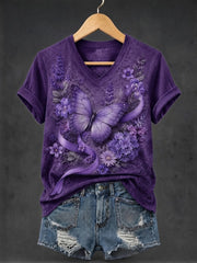 Women's Alzheimer's Awareness Printed V-neck T-shirt