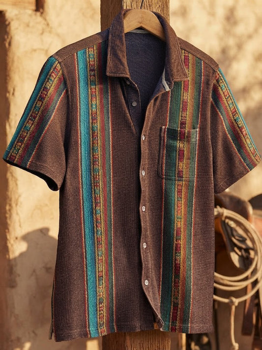 Men's Retro Western Printed Cotton Shirt