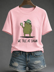 Women's We Tile At Dawn Mahjong Printed Casual T-Shirt