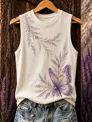 Women's Purple Flora Art Print Vest Top