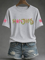 Women's Mahjong Print Casual T-Shirt