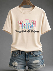 Women's Mahjong Print Casual T-Shirt