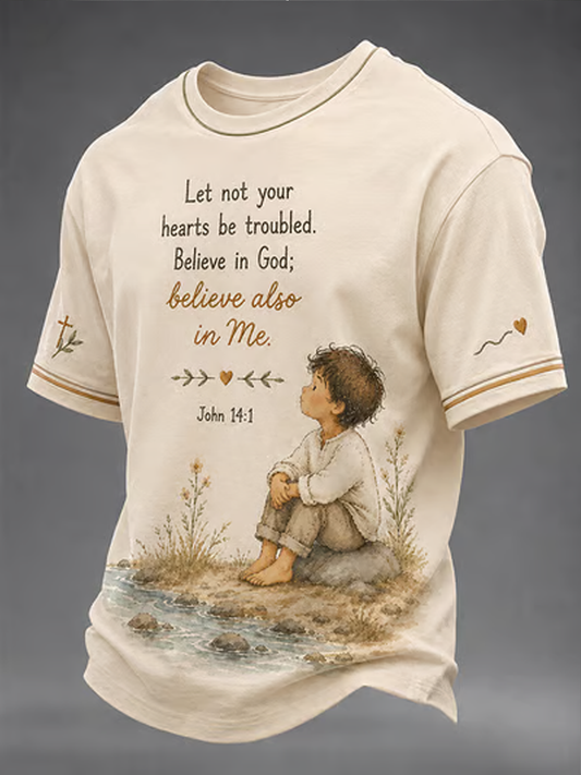 Men's Casual "Faith" Print T-Shirt