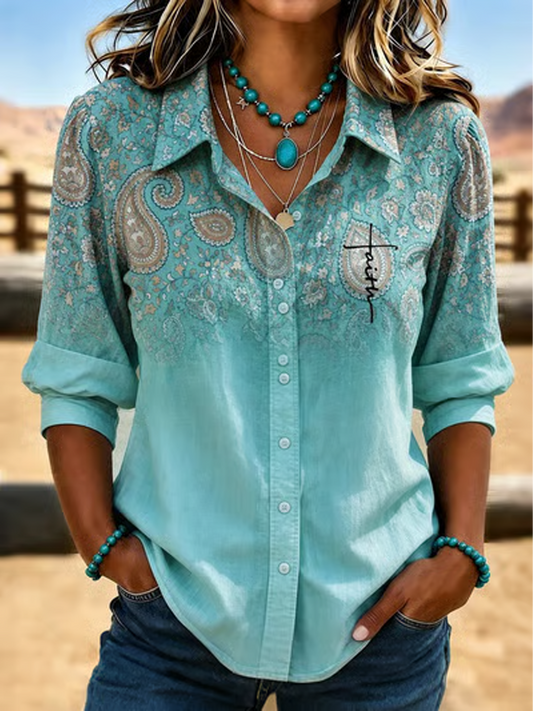Women's Western-Style Faith Print shirts