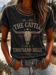 Women's He Owns The Cattle Short-sleeved T-shirt