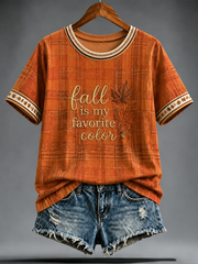 Women's fall is my favorite color Peinted short-sleeved T-shirt