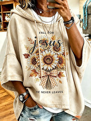 Women's 'Fall For Jesus He Never Leaves' Printed Casual Top