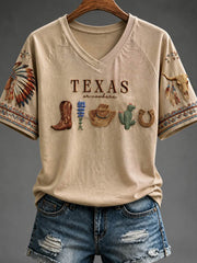 Women's V-neck off-shoulder short-sleeved T-shirt