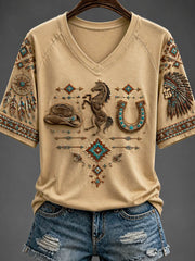 Women's V-neck off-shoulder short-sleeved T-shirt
