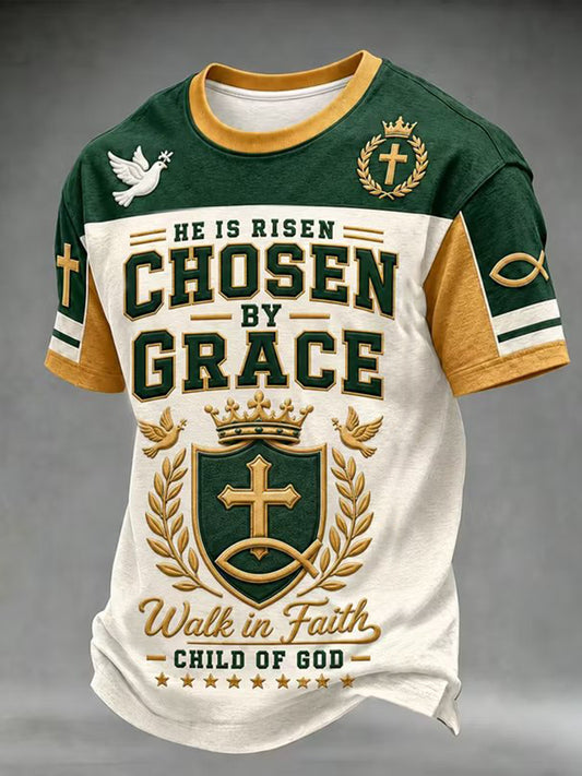 Men's Christian Cross O-neck Short Sleeve T-shirt