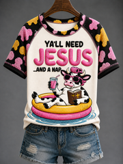 Women's Ya'll Need Jesus Round Neck Short Sleeve T-shirt