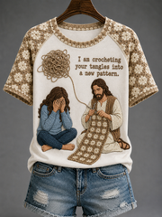 Women's Jesus Round Neck Short Sleeve T-shirt
