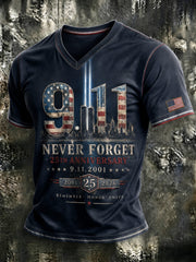 Men's 9.11 Never Forget Printed V-neck T-shirt